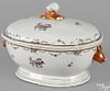 Chinese export famille rose porcelain soup tureen and cover, ca. 1790, with boar's head handles