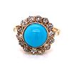 Victorian 14k Turquoise Halo Diamond RingÊ