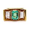 18k Emerald Diamond Chevalier Ring