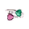 18k RubyliteÊ Emerald Damond Ring