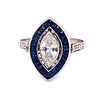 Platinum Sapphire Diamond Marquise Shaped ring