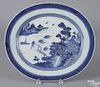 Chinese export porcelain blue and white Nanking platter, 19th c., 15'' l., 17 1/4'' w.