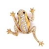 18k Diamond Frog Brooch