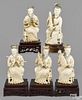 Five Chinese carved ivory figures of female musicians, ca. 1900, tallest - 6''.