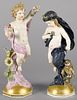 Two Meissen porcelain putti figures, 19th c., 13'' h. and 14 1/4'' h.