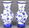 Pair of Chinese blue and white glass vases with floral decoration, 8 1/4'' h.