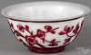 Chinese red and white glass bowl with floral decoration, 3 1/8'' h., 6 3/4'' dia.