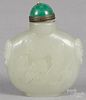 Chinese white jade snuff bottle with chilong decoration, 2 1/2'' h.