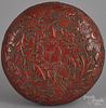 Chinese Qing dynasty cinnabar box and cover, 2 1/2'' h., 6 1/4'' w.