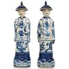 (2 Pc) Chinese Blue and White Emperor Porcelain Figurines