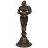 Hindu Bronze Deepalakshmi Statue Oil Lamp