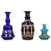 (3 Pc) French Glass and Enamel Vases