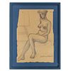 FIRMA NO IDENTIFICADA. Desnudo femenino. Lapiz grafito sobre papel. Enmarcada. 50 x 34 cm Detalles de conservación.