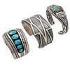Collection of Navajo Turquoise, Silver Cuff Bracelets