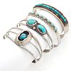 Collection of Four Native American Turquoise Cuff Bracelets
