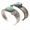 Collection of Two Navajo Turquoise, Silver Bracelets