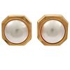 Pair of Mabe Pearl, 14k Yellow Gold Ear Clips