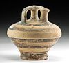 Mycenaean Pottery Spouted Stirrup Jar w/ Banded Motif