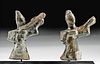 2 Chinese Han Glazed Pottery Groom Archers