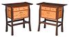 Pair Contemporary Craft Bedside Cabinets