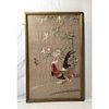 Chinese Silk Textile Rooster & Flower