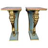 Italian Pair of Carved Wood Gilt Pedestals with Marble Top, circa 19th Century