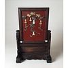 Chinese Lacquer with Wood Table Screen