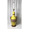 Large Mid-Century Modern Yellow Porcelain Aztec Style Table Lamp
