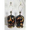 Pair of Maitland Smith Hand Painted Mod Style Lamps