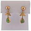 14k Gold Jade Drop Earrings