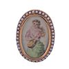 Antique 14k Gold Seed Pearl Miniature Portrait Brooch Pin