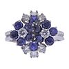 Platinum Diamond Sapphire Flower Cluster Ring