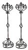 Pair Vintage Wrought Iron Five Light Torchieres