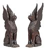 Pair of Carved Wood Griffin Figures