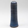 Karen Karnes Blue Glazed Earthenware Cylindrical Vase