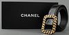 Chanel Black Patent Leather Trompe L'oeil Belt