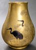 Asian Bronze Vase With Crane Motifs