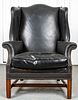 Georgian Chippendale Style Leather Wing Armchair