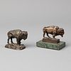 Two Miniature Bronze Buffalo
