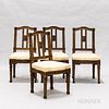 Set of Four Italian Neoclassical-style Carved Fruitwood Side Chairs