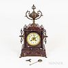 French Red Marble Mantel Clock