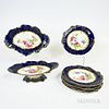Ten Pieces of Cobalt and Floral Decorated China