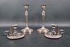 Pair of Neoclassical Silver Plated Candlesticks