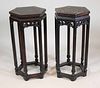 Pair of Chinese Hexagonal Hardwood Plant Stands