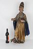 Italian Carved Polychrome Figure of a Bishop