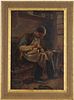 Signed, 19th C. Painting of a Cobbler