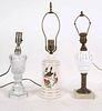 Three Vintage Petite Glass Lamps