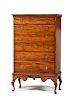 New England Tiger Maple Tall Chest-on-Frame 