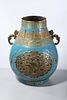 Chinese Gilt and Blue Glazed Porcelain Vase