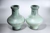 Pair Chinese Monochrome Glazed Ceramic Vases